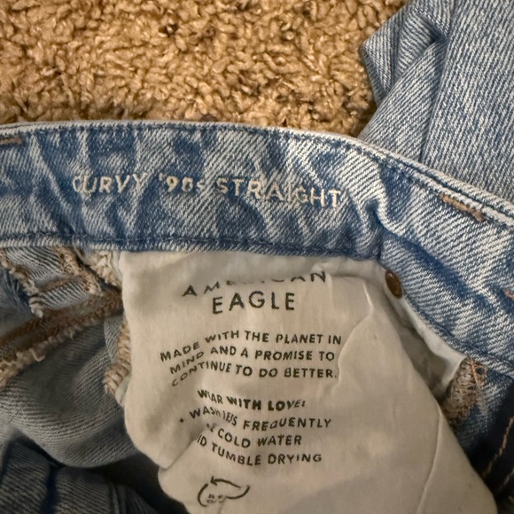 American Eagle Outfitters Light Blue Ripped Straight Leg Jeans - Picture 3 of 5